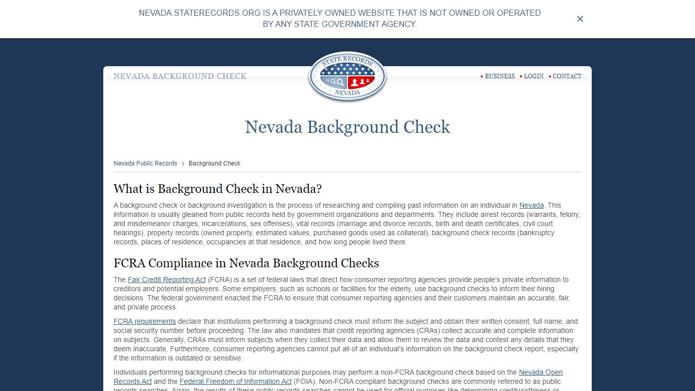 Nevada Background Check | StateRecords.org